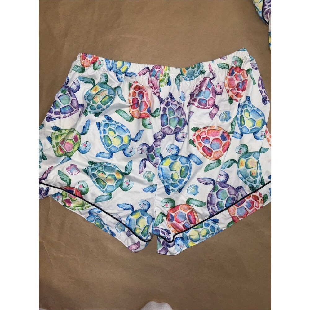 Women’s White Short Pajama Set with Colorful Turtle Print - Picture 6 of 6